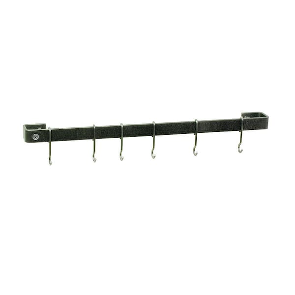 Enclume Handcrafted 24 in. Hammered Steel Wall Rack Utensil Bar with 6-Hooks