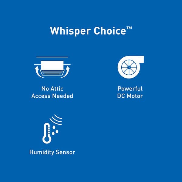 Whisper Choice Auto DC Pick-A-Flow 80/110 CFM Ceiling Bathroom Exhaust Fan with Humidity Sense and Flex-Z Fast Bracket