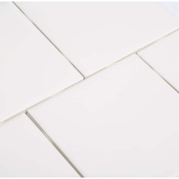 Daltile Semi Gloss 4-14 in. x 4-14 in. White Ceramic Bullnose Wall Tile