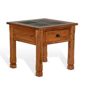 26 in. Brown Rectangular Wooden Top End Table