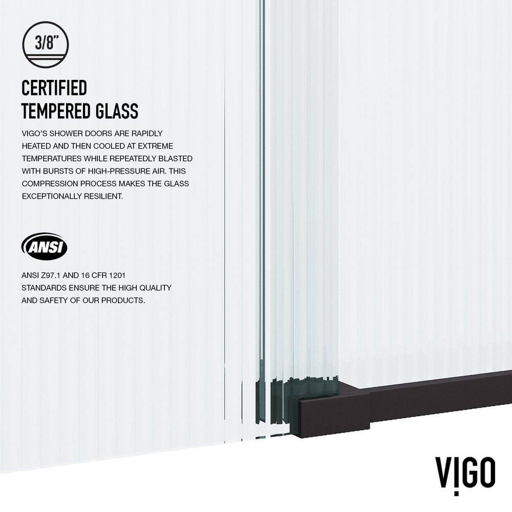 Elan 60" Matte Black Frameless Sliding Tub Door with Fluted Glass