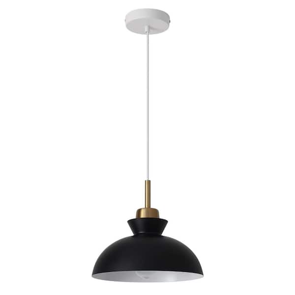 1-Light Metal Hanging Ceiling Pendant Light Chandelier Light Fixture with Black Shade for Kitchen Island