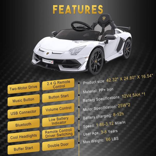Garvee Ride on Car for Kids 12-Volt Licensed Lamborghini Electric