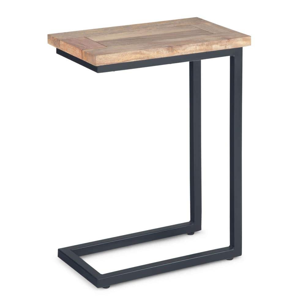 Skyler 18" Industrial Mango Wood & Metal C Side Table in Natural