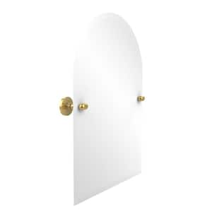 Tango Collection 21 in. x 29 in. Frameless Arched Top Single Tilt Mirror with Beveled Edge in Polished Brass