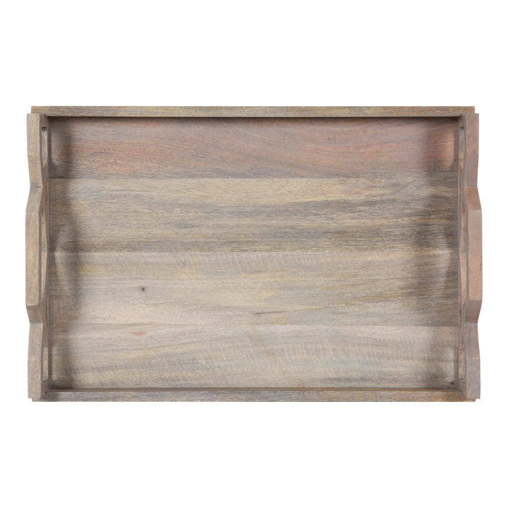 Grassley Whitewash Handcrafted Mango Wood Decorative Tray 19x13
