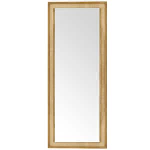 27 in. W x 67 in. H Rattan Rectangle Natural Color Wood Framed Farmhouse Style Wall Mirror Interior Design Home Decor