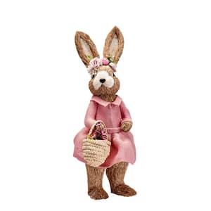 17 in. Standing Bunny in Dress with Basket
