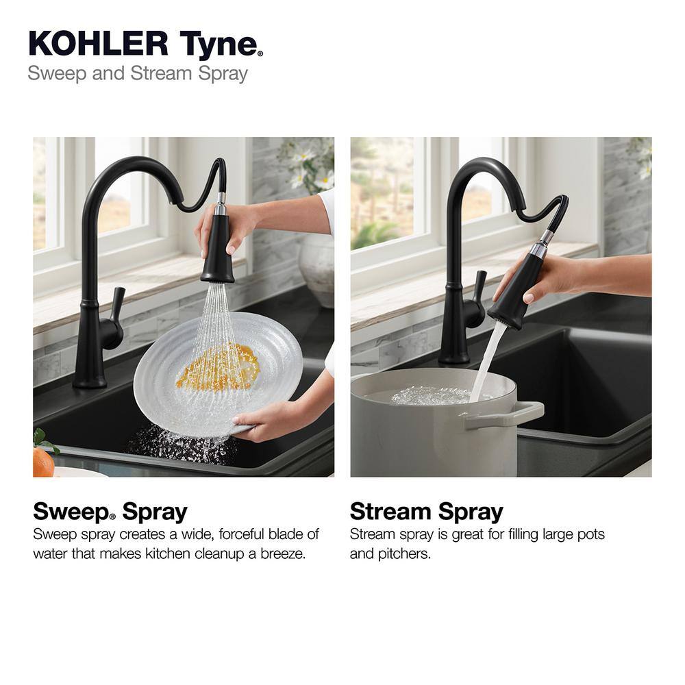Matte Black Ceramic Single-Handle Pull-Down Kitchen Faucet