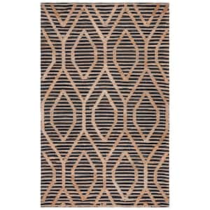 Natural Fiber Black/Beige 5 ft. x 8 ft. Diamond Striped Area Rug