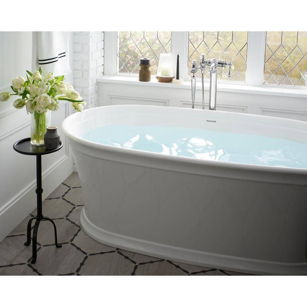 Memoirs White Cast Iron Freestanding Soaking Bathtub with Center Drain