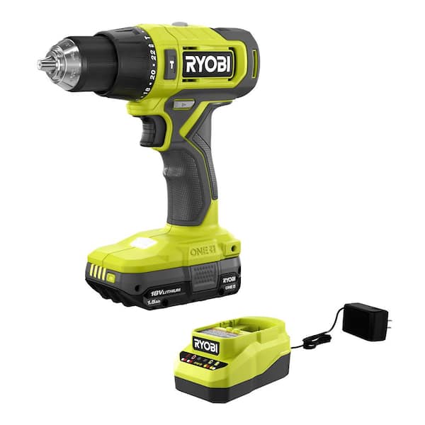 RYOBI ONE+ 18V Cordless 1/2 in. Hammer Drill Kit with 1.5 Ah Battery and Charger