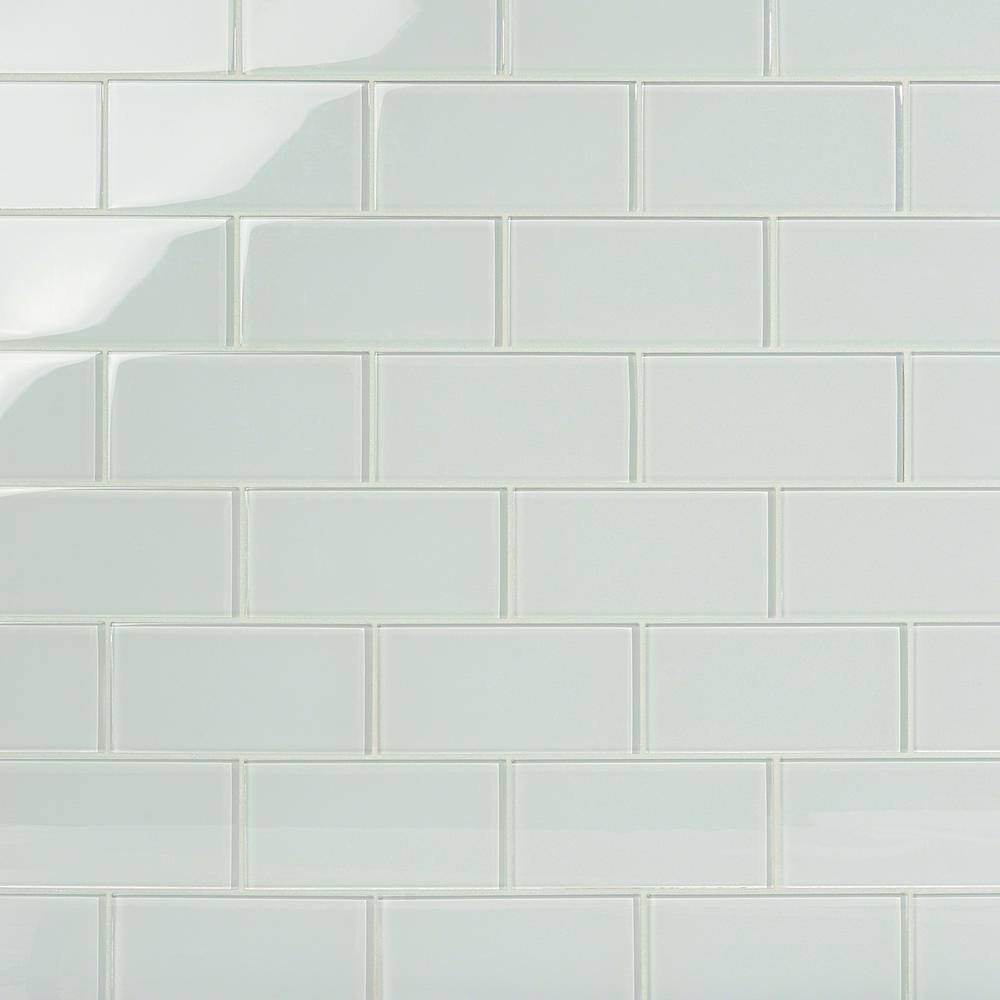 Ivy Hill Tile Contempo Natural White 3 in. x 6 in. x 8mm Polished Glass ...