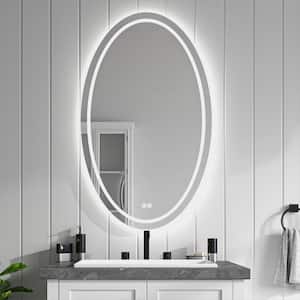 24 in. W x 40 in. H Oval Frameless LED Light Anti Fog Wall Bathroom Vanity Mirror in Backlit plus Front Lighted