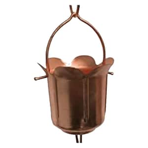 Pure Copper Tulip Rain Chains 8.5 ft. Length Downspouts with Free Gutter Adapter for Windchime and Fountains