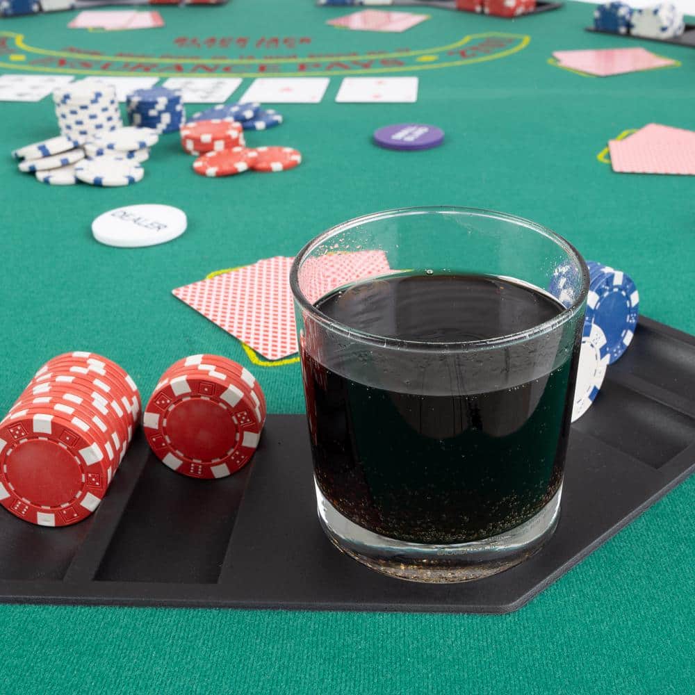 48-Inch Green Felt Foldable Poker Table Top with 500 Chips Set