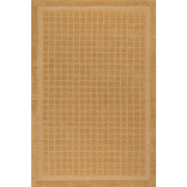 Fritz Checkered Wool Area Golden Yellow 3 ft. x 5 ft. Indoor Area Rug