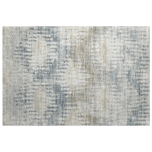 Dream Shag Premium Machine Washable Abstract ADS80 Linen 3 ft. x 4 ft. Area Rug