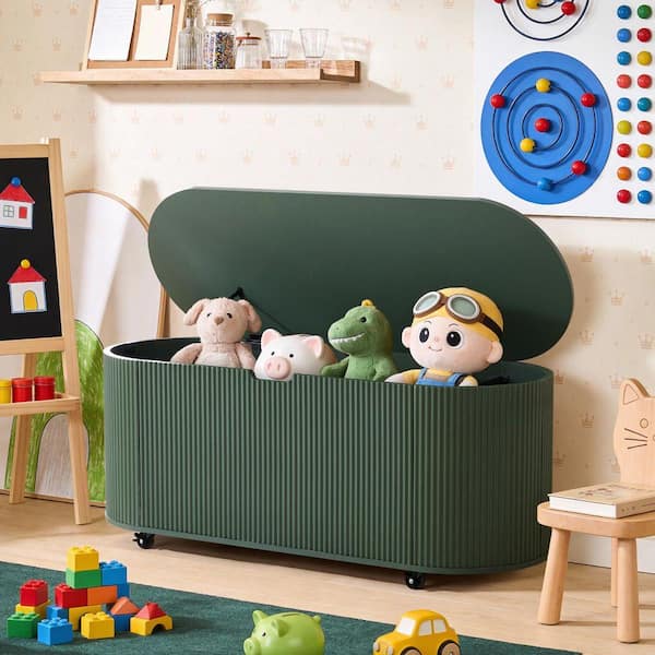 ATHMILE Green Oval Trunk Bench with Pulleys 43.31 in. GRN