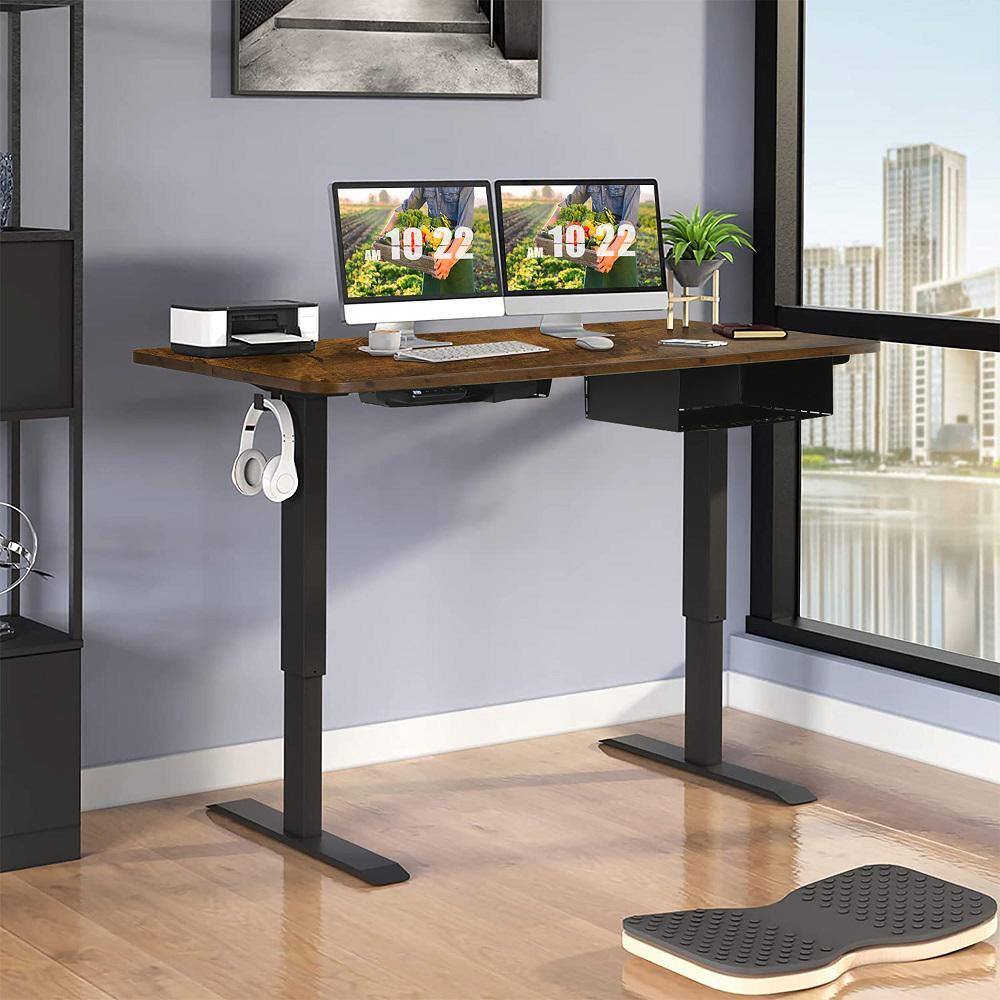 48in Rustic Brown Electric Standing Desk