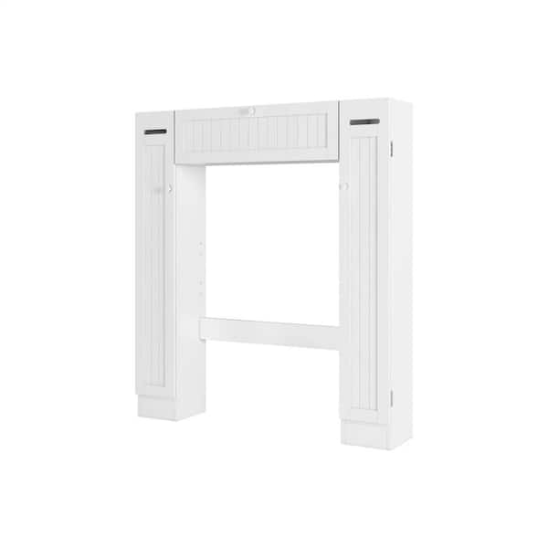 Adrinfly 34.40 in. W x 7.20 in. D x 38.50 in. H Bathroom Storage Wall Cabinet in White Over-The-Toilet Cabinet with 2 Side-Doors