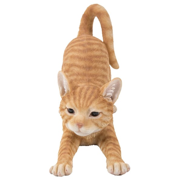Orange Tabby Cat Streching Garden Statue