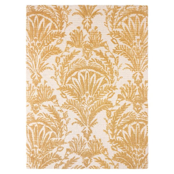 Mod Damask Chambray Handmade Gold 5 ft. x 7 ft. Area Rug