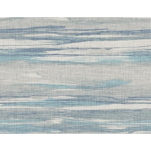 Waves Blue and Grey Paper Non-Pasted Strippable Wallpaper Roll (Cover 60.75 sq. ft.)