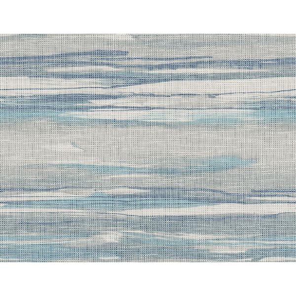 CASA MIA Waves Blue and Grey Paper Non-Pasted Strippable Wallpaper Roll (Cover 60.75 sq. ft.)