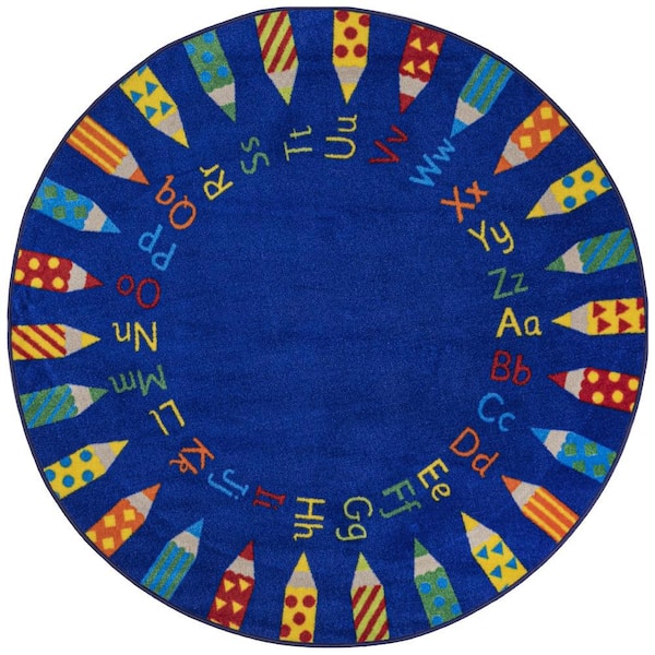 nuLOOM Rainbow Alphabet Blue 5' Round Rug