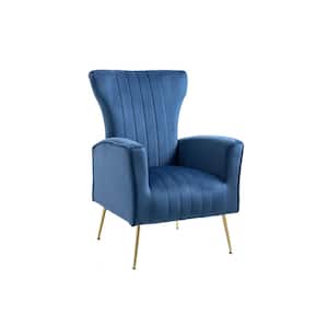 Cela Navy Blue Velvet Upholstered Wingback Chair