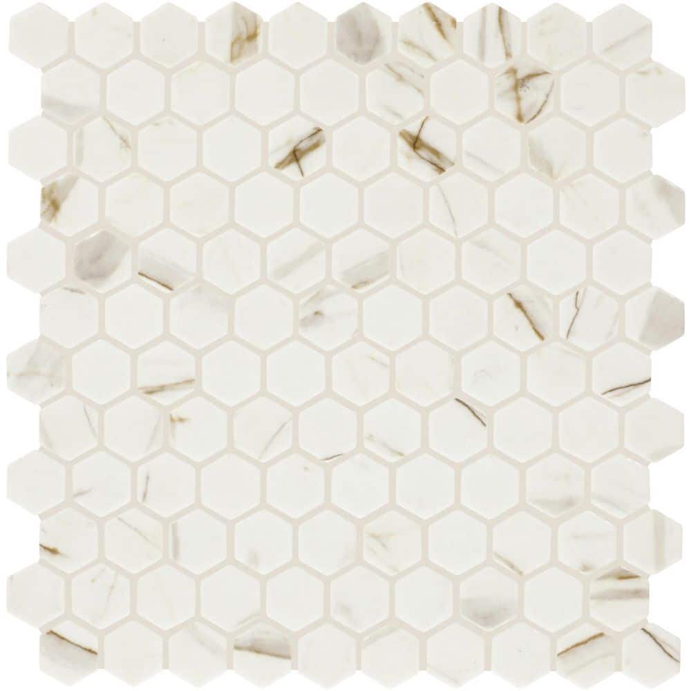 Uptown Glass Posh Spritzer 11 in. x 12 in. Matte Glass Hexagon Mosaic Floor and Wall Tile (16.92 sq. ft. /case) price history on PriceWatchPro