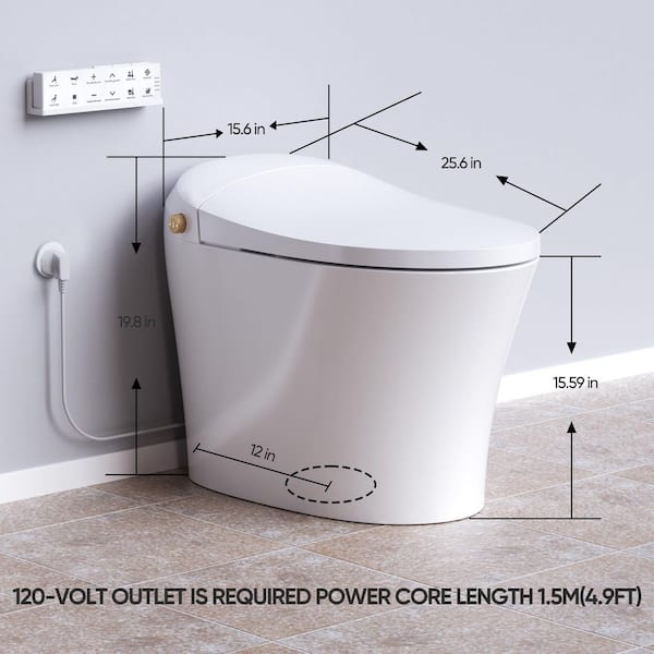 Smart Toilet with Automatic Flush and Heated Toilet Seat, One-Piece Dual  Flush Toilet with Warm Water, Night Light, HR-T20