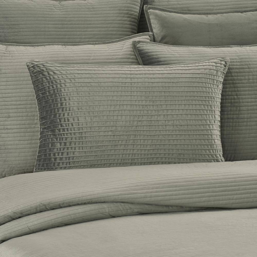 Charcoal Pleated Polyester Lumbar Decorative Pillow Cover