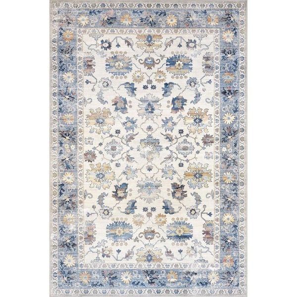 nuLOOM Loria Perisan Spill-Proof Machine Washable Blue 9 ft. x 12 ft. Area Rug