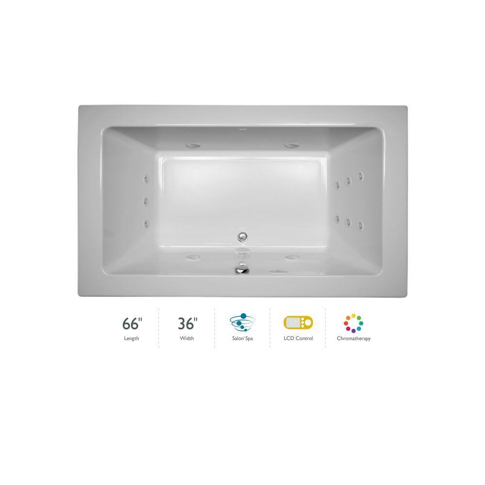 Sia White Acrylic Rectangular Drop-In Bathtub with Jets
