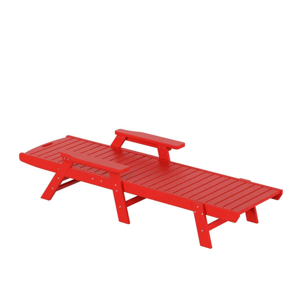 Laguna Red Plastic Chaise Beach Lounger with Arms