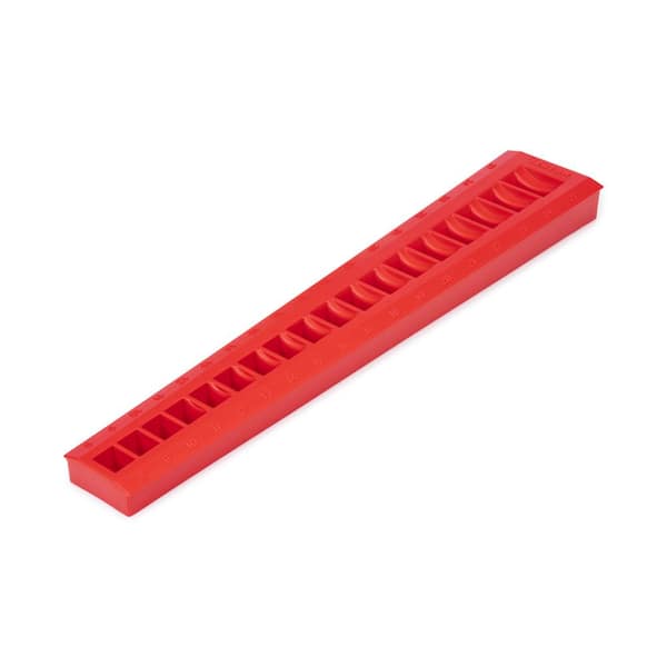 TEKTON 18-Tool 3/8 in. Drive Flare Nut Crowfoot Wrench Organizer Rack, Red (8-27 mm)