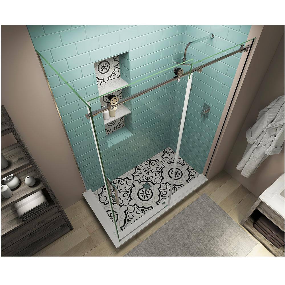 Coraline XL Frameless Chrome Sliding Shower Enclosure with Clear Glass