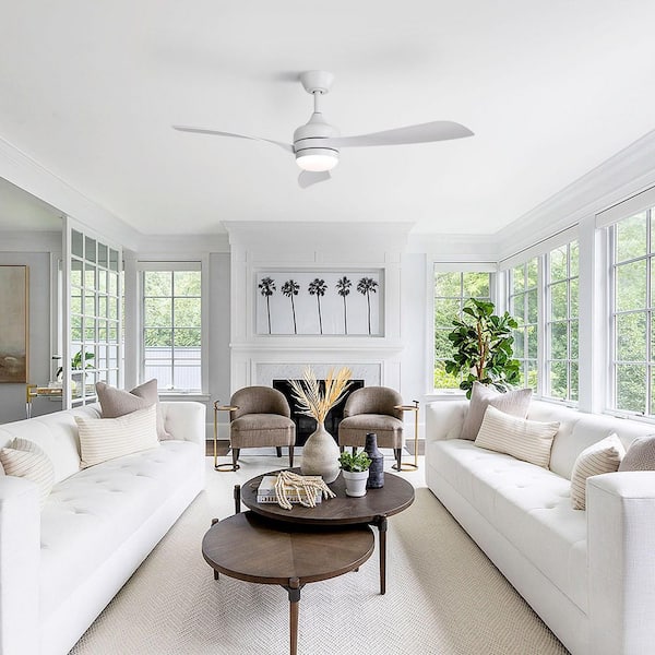 Avex 52 in. White Standard Downrod Mount Ceiling Fan with Remote Control and Dimmable Integrated LED