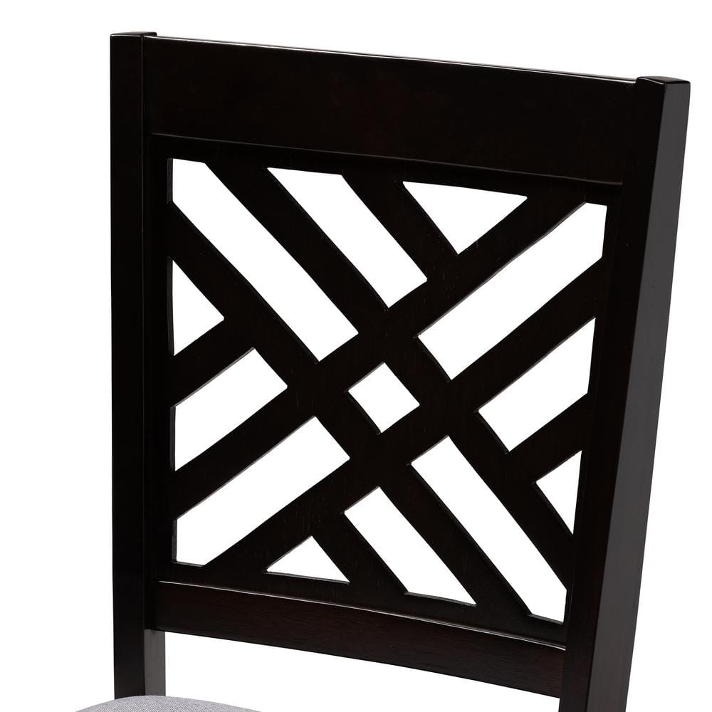 Gray Espresso Rubberwood and Cane Dining Chairs Set
