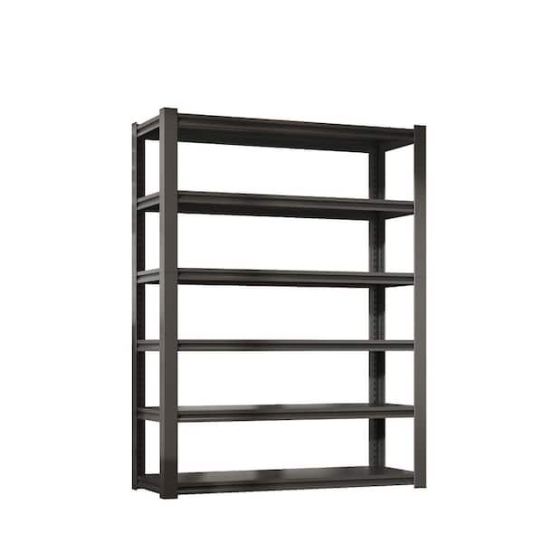 Siavonce 6-Tier 6000 lbs. Capacity NSF Metal Black Pantry Organizers, Heavy Duty Adjustable Storage Rack Wheels Shelf Liners