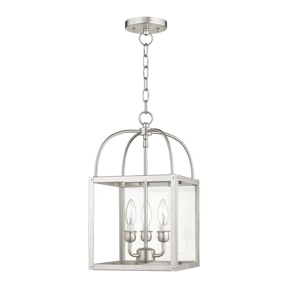 Milford Brushed Nickel 3-Light Mini Pendant with Clear Glass