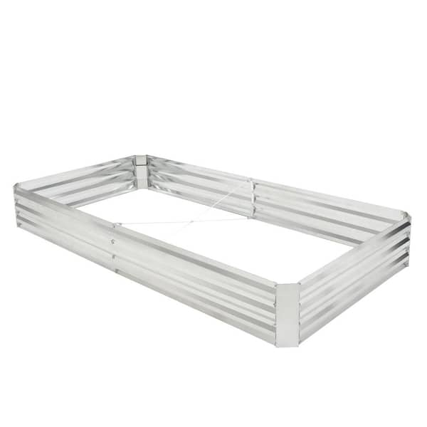 ANGELES HOME 12 in. x 96 in. x 48 in. Metal Galvanized Raised Garden Bed with Open-Ended Base