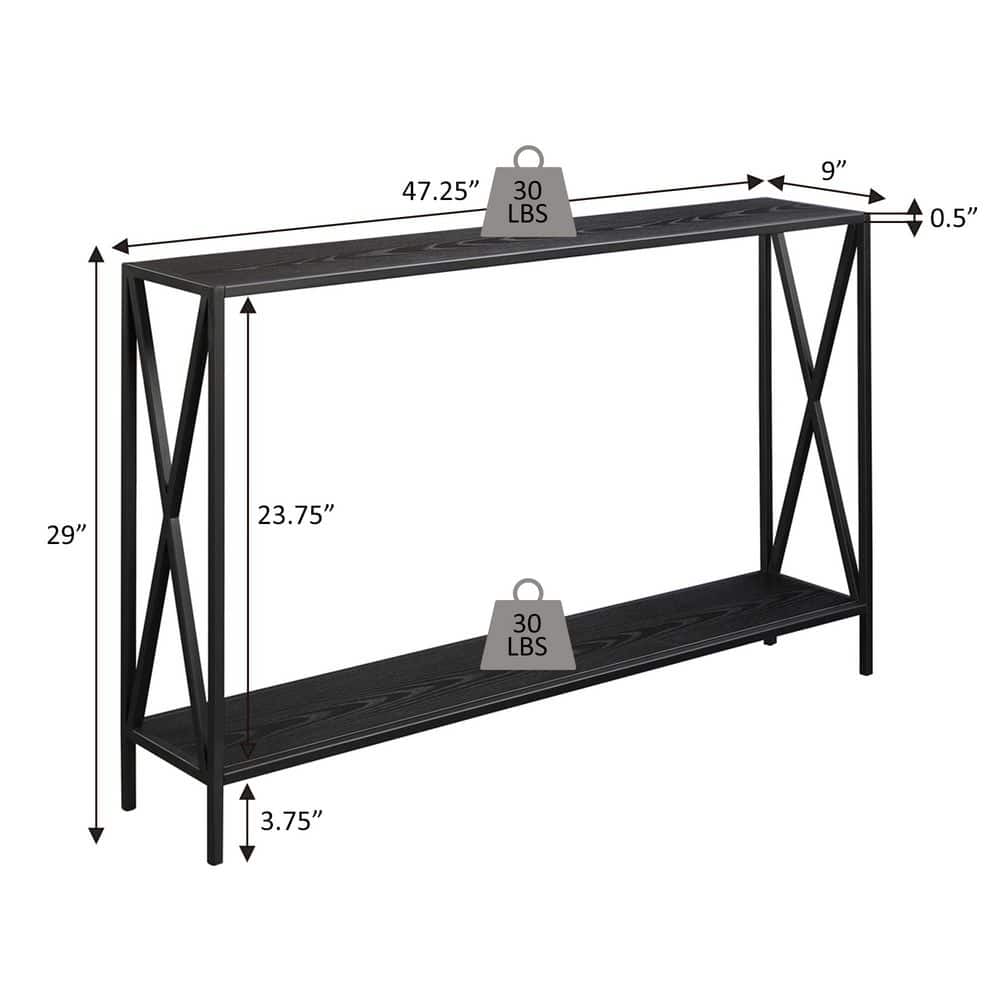 Tucson Modern Cherry & Black Console Table with Storage Shelf