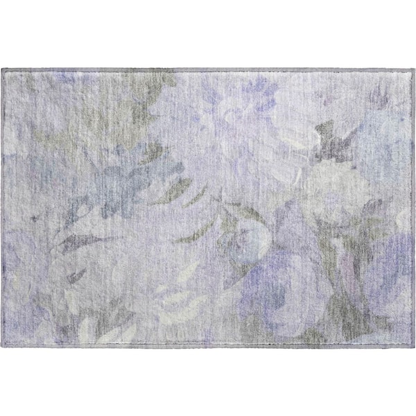Mayfield Premium Machine Washable Abstract AMF2264 Lavender 2 ft. x 3 ft. Accent Rug