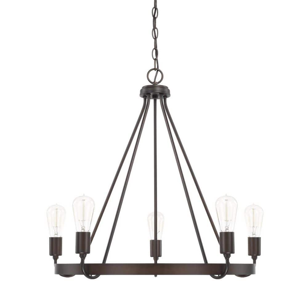 Tanner 26.5 in. W x 24.5 in. H 5-Light Chandelier in Bronze price history on PriceWatchPro
