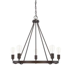 Tanner 26.5 in. W x 24.5 in. H 5-Light Chandelier in Bronze