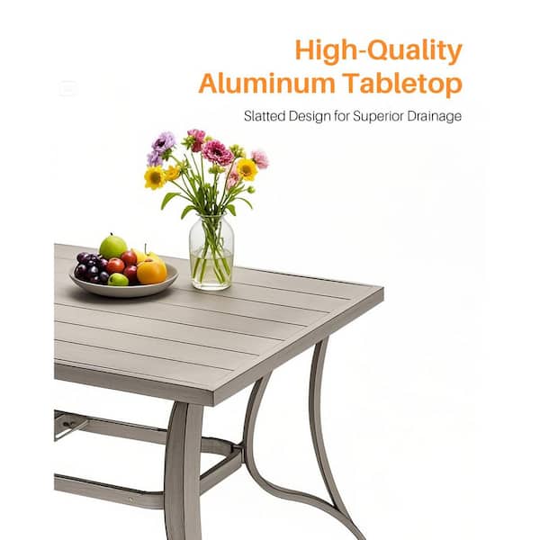 84 in. Outdoor Patio Dining Table for 8, Rectangular Aluminum