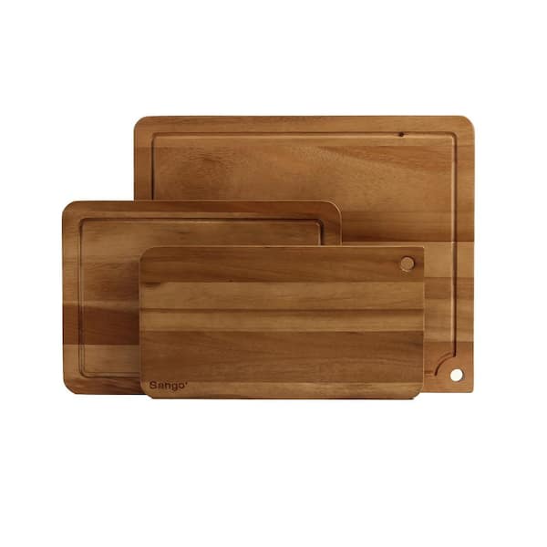 Atelier Acacia Wood 3-Piece Cutting Board Set with Straight Edge-Kitchen Chopping Boards for Meat and Vegetables
